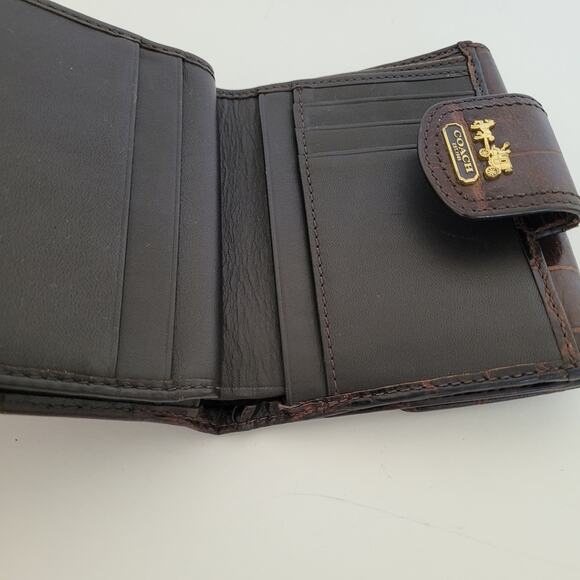 Coach Madison Wallet Brown Croc Bifold 5x4 Medium Card Bill Holder Logo Leather - Picture 4 of 12